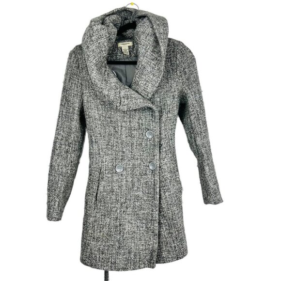 Vertigo Paris Grey Tweed Hooded Wool Blend Pea Coat Women Size S - Picture 3 of 15